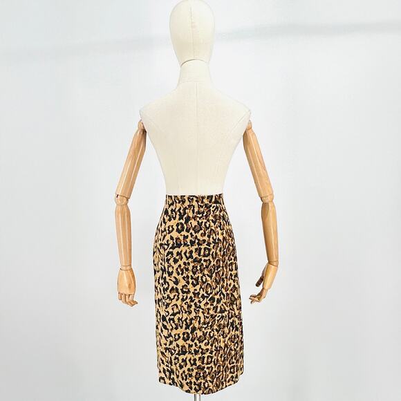 Vintage 90s Finity Naturals 100% Silk Leopard Print Wrap Midi Skirt - Picture 5 of 7